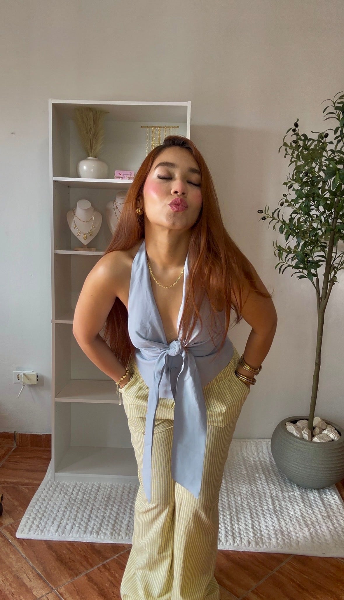 “Light Blue Top”